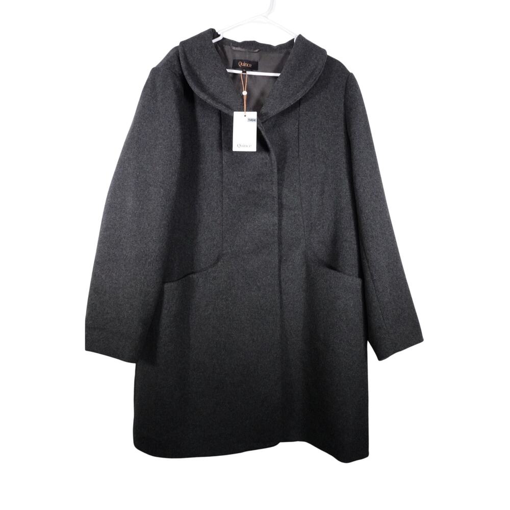 Quince Charcoal Gray Wool-Blend Hooded Pea Coat